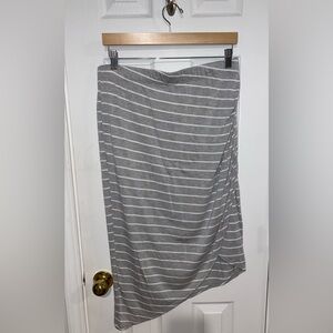 Bobeau Asymmetrical Gray Striped Skirt